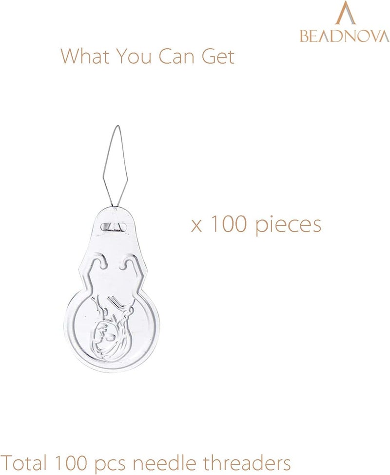 BEADNOVA Needle Threaders 100pcs Aluminum Sewing Needle Threader for Sewing Small Eye Embroidery Craft Knitting Quilting (100pcs) - Image 3